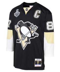 Alternative view of Sidney Crosby Pittsburgh Penguins Youth 2008 Blue Line Player Jersey - Black