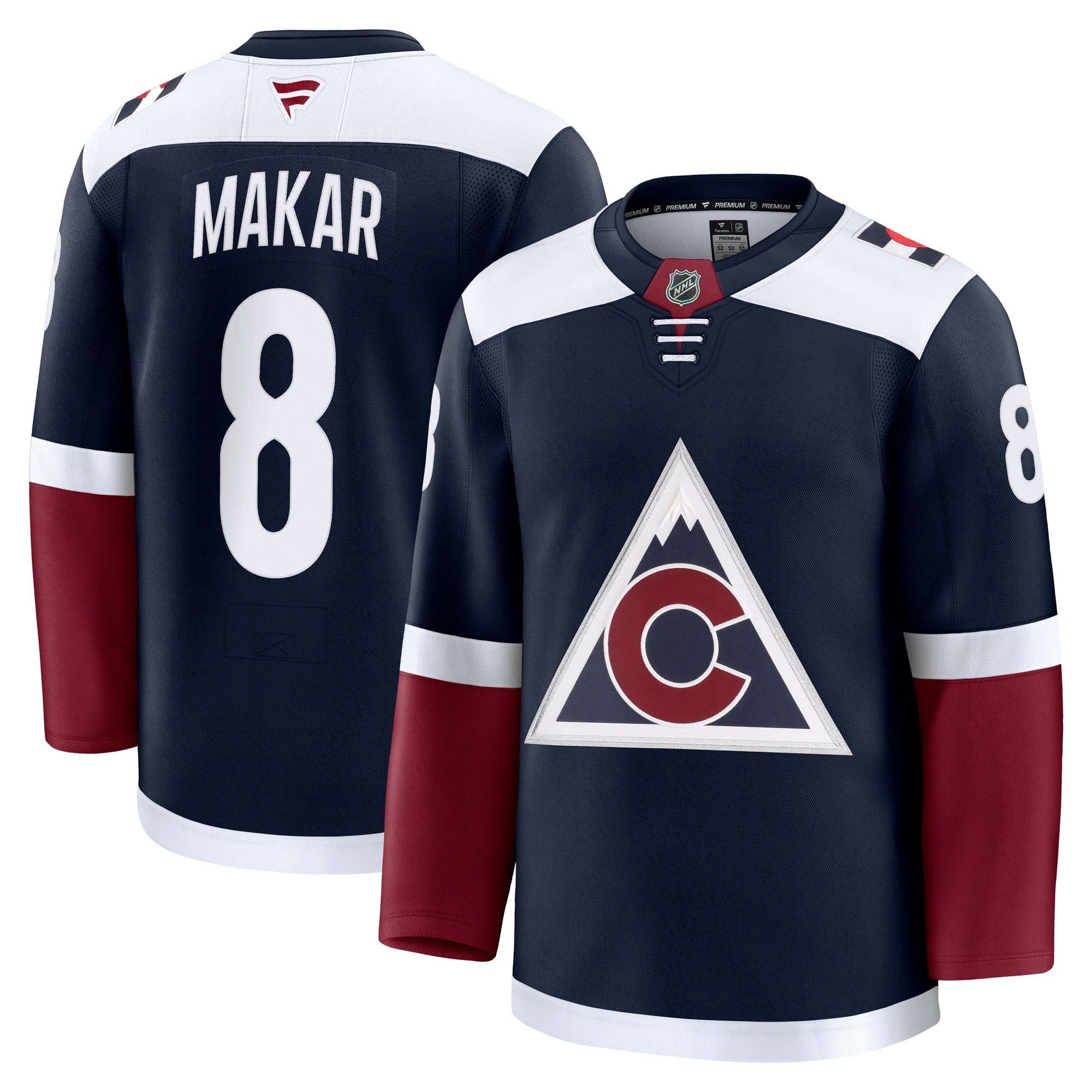 Cale Makar Colorado Avalanche Away Premium Jersey - White/Burgundy/Navy - Image 11
