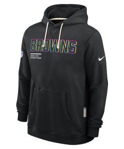 Alternative view of Cleveland Browns Nike 2025 NFL Crucial Catch Sideline Standard Issue Dri-FIT Hoodie - Black
