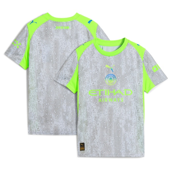 Manchester City Puma Youth 2025/26 Third Replica Jersey - Green/Neon Green/Light Blue/Black - Image 2
