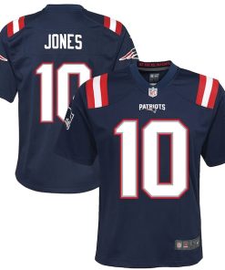 Alternative view of Mac Jones New England Patriots Nike Youth Game Jersey - Navy/Red/White