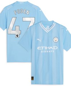 Phil Foden Manchester City Puma Women's 2023/24 Home Replica Player Jersey - Sky Blue