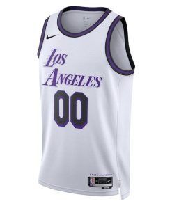 Alternative view of Los Angeles Lakers Nike Unisex 2022/23 Swingman Custom Jersey - City Edition - White