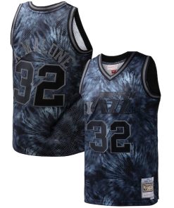 Karl Malone Utah Jazz Hardwood Classics 1991/92 Tie-Dye Swingman Jersey - Black