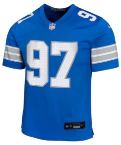 Alternative view of Aidan Hutchinson Detroit Lions Nike Youth Team Player Game Jersey - Blue