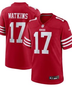 Alternative view of Jordan Watkins San Francisco 49ers Nike Team Game Jersey -  Scarlet