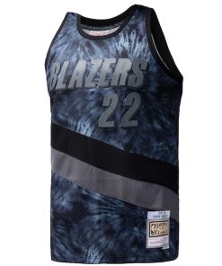 Alternative view of Clyde Drexler Portland Trail Blazers Hardwood Classics 1991/92 Tie-Dye Swingman Jersey - Black