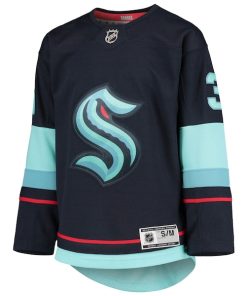 Alternative view of Philipp Grubauer Seattle Kraken Youth Home Premier Player Jersey - Deep Sea Blue