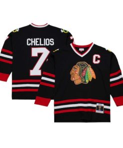 Chris Chelios Chicago Blackhawks  1997/98 Captain Patch Blue Line Player Jersey - Black
