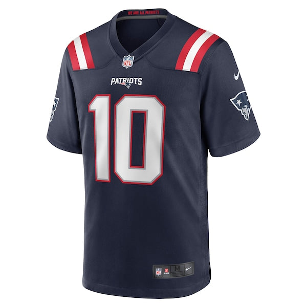 Mac Jones New England Patriots Nike Player Game Jersey - Navy/Red/White - Image 4