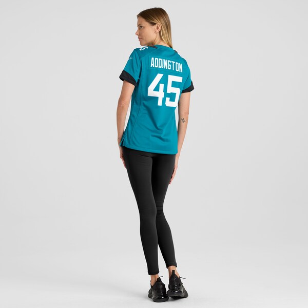Tucker Addington Jacksonville Jaguars Nike Women's Team Game Jersey - Teal - Image 5