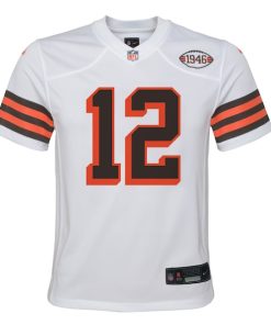 Alternative view of Shedeur Sanders Cleveland Browns Nike Youth Youth - White