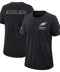 Philadelphia Eagles Nike Women's 2025 NFL Crucial Catch Tri-Blend Dri-FIT T-Shirt - Black
