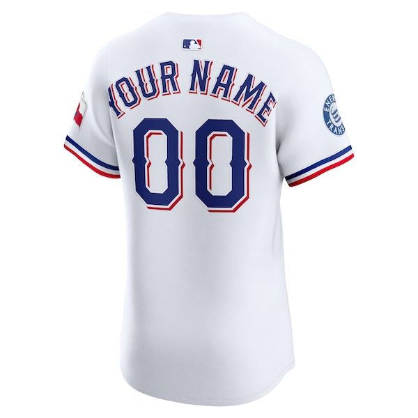 Texas Rangers Nike Home Elite Sponsor Patch Custom Jersey - White - Image 3