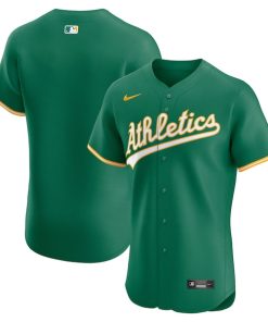 Alternative view of Athletics Nike Alternate Elite Jersey - Kelly Green/Gold/White
