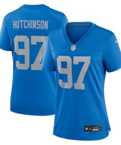 Alternative view of Aidan Hutchinson Detroit Lions Nike Women's Alternate Game Jersey - Blue