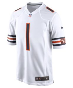 Alternative view of Justin Fields Chicago Bears Nike Youth Game Jersey - White