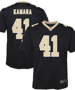 Alternative view of Alvin Kamara New Orleans Saints Nike Youth Game Jersey - Black/White