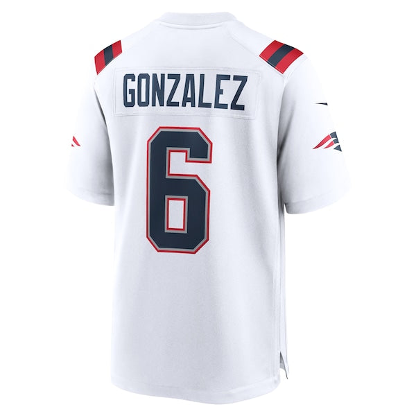 Christian Gonzalez New England Patriots Nike Game Jersey - White/Navy/Red - Image 4