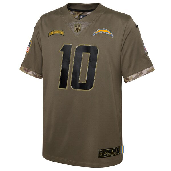 Justin Herbert Los Angeles Chargers Nike Youth 2022 Salute To Service Player Limited Jersey - Olive - Image 2