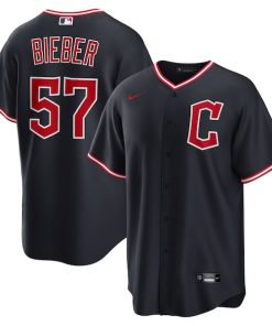Shane Bieber Cleveland Guardians Nike Alternate Replica Jersey - Navy