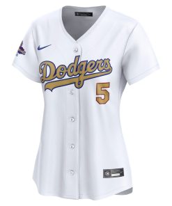 Alternative view of Freddie Freeman Los Angeles Dodgers Nike Women's 2025 Gold Collection Limited Jersey - White