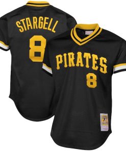 Willie Stargell Pittsburgh Pirates Cooperstown Collection Big & Tall Mesh Batting Practice Jersey - Black
