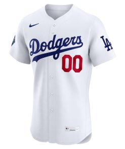 Alternative view of Los Angeles Dodgers Nike Home Elite Sponsor Patch Custom Jersey - White