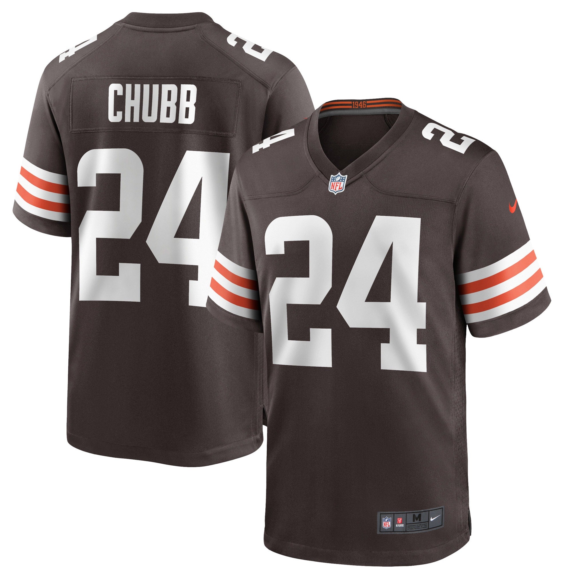 Nick Chubb Cleveland Browns Nike Game Jersey - White/Brown - Image 5
