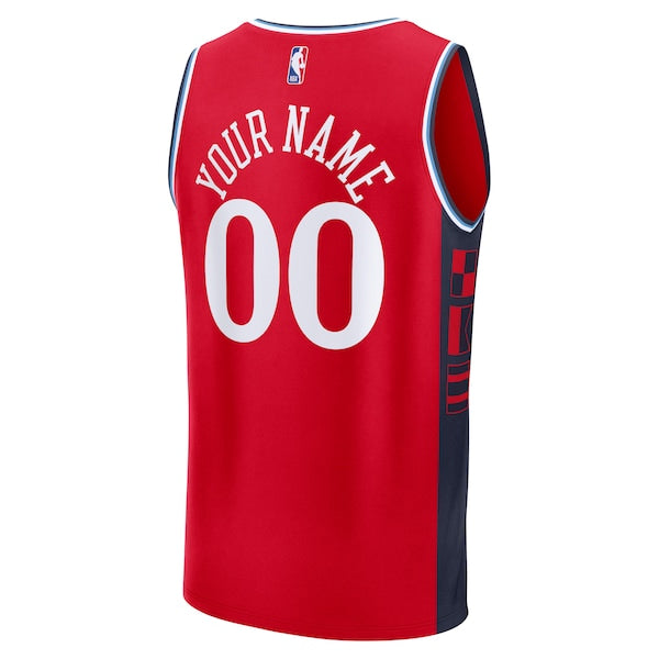 LA Clippers Fast Break Custom Jersey - Statement Edition - Red/White/Navy - Image 4