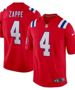 Alternative view of Bailey Zappe New England Patriots Nike Alternate Game Player Jersey - Red/Navy/White