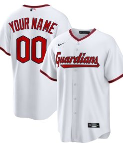 Alternative view of Cleveland Guardians Nike Home Custom Replica Jersey - White/Red