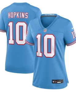Alternative view of DeAndre Hopkins Tennessee Titans Nike Women's Oilers Throwback Player Game Jersey - Light Blue/Navy