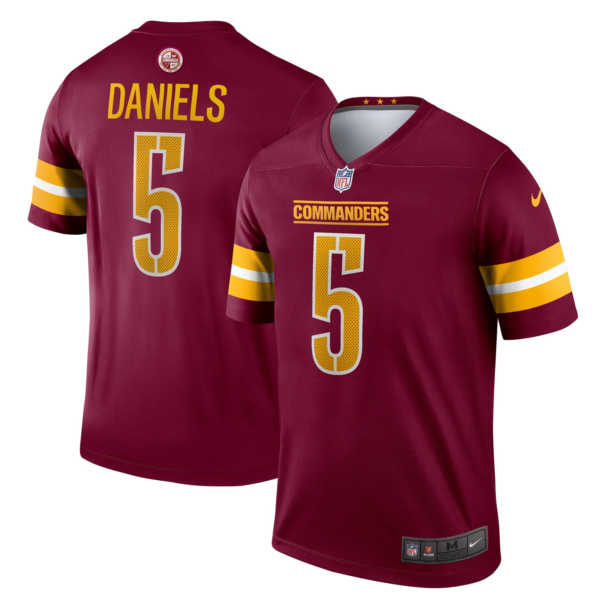 Jayden Daniels Washington Commanders Nike Alternate Legend Player Performance Top - Black/Burgundy - Image 5