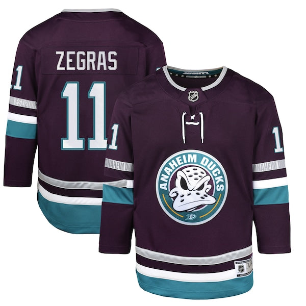 Trevor Zegras Anaheim Ducks Youth 30th Anniversary Premier Player Jersey?ยจC Purple