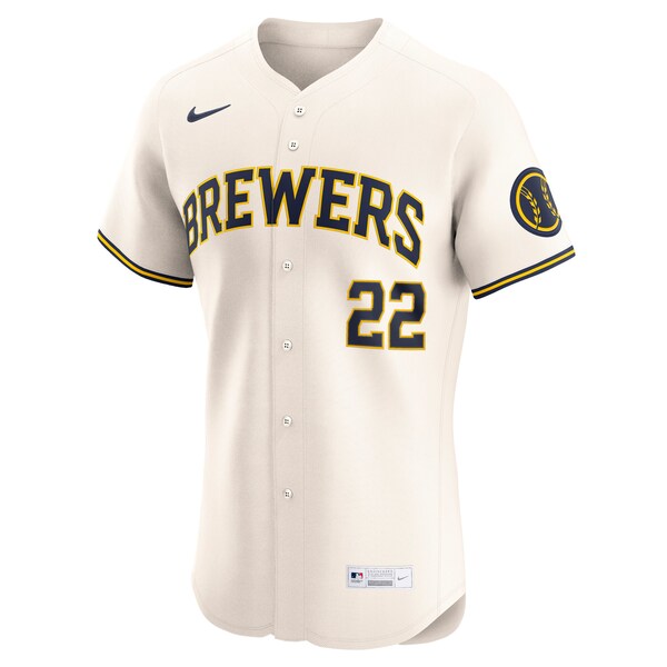 Christian Yelich Milwaukee Brewers Nike Home Elite Player Jersey - Cream - Image 2