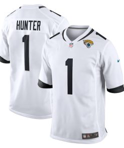 Travis Hunter Jacksonville Jaguars Nike 2025 NFL Draft First Round Pick Game Player Jersey - White/Black/Teal