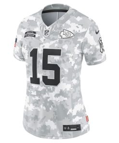 Alternative view of Patrick Mahomes Kansas City Chiefs Nike Women's 2024 Salute to Service Limited Jersey - Arctic Camo