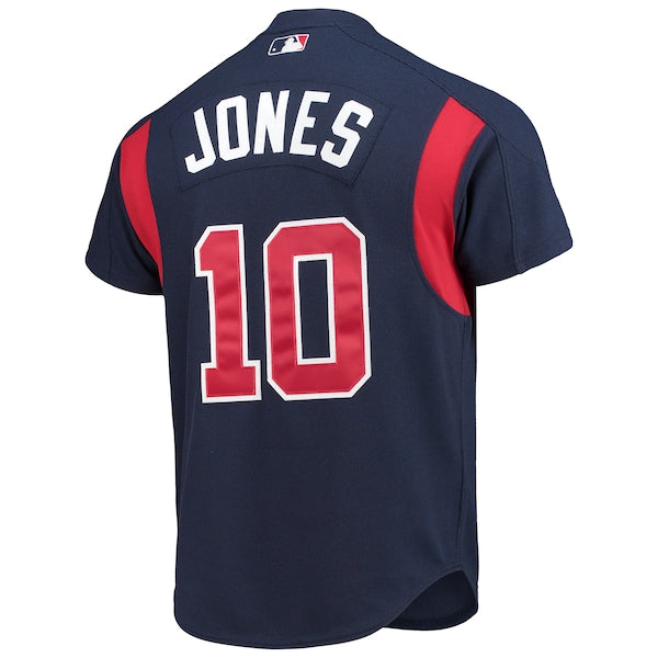 Chipper Jones Atlanta Braves Cooperstown Collection Mesh Batting Practice Button-Up Jersey - Navy - Image 4