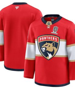 Florida Panthers  Home 2025 Stanley Cup Champions Premium Patched Jersey - Red