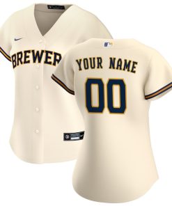 Milwaukee Brewers Nike Women's Home Replica Custom Jersey - Cream