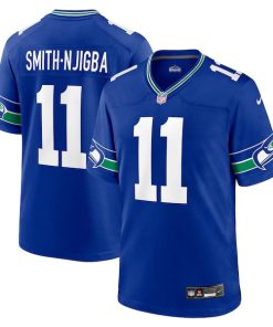 Alternative view of Jaxon Smith-Njigba Seattle Seahawks Nike Throwback Player Game Jersey - Royal/Navy