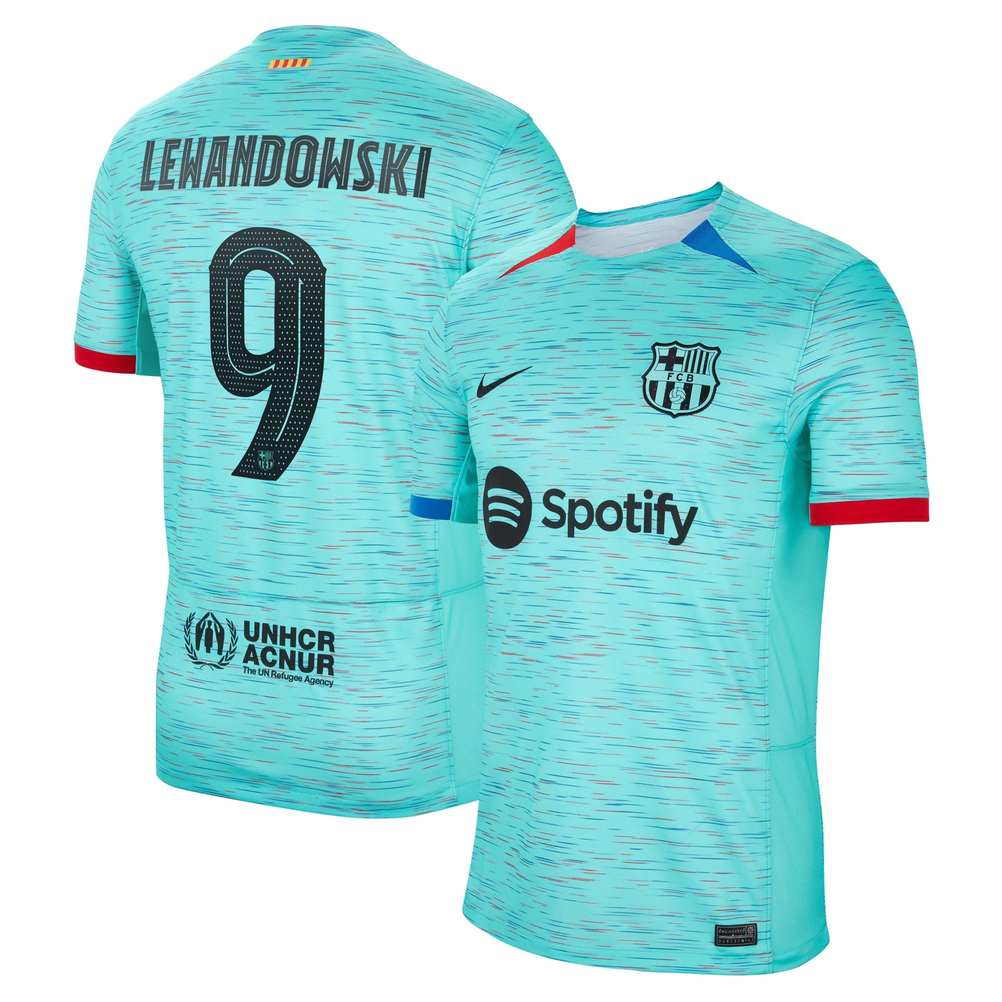 Robert Lewandowski Barcelona Nike 2023/24 Away Replica Jersey - White/Aqua/Royal - Image 7