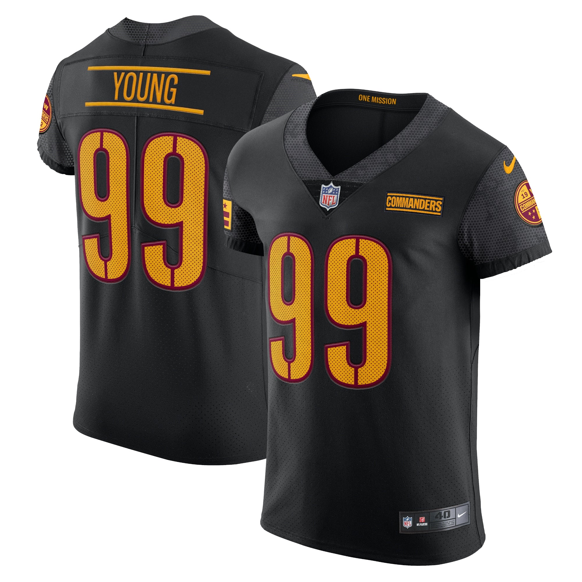 Chase Young Washington Commanders Nike Vapor Elite Jersey - Burgundy/Black/White - Image 8