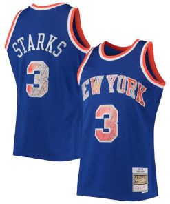 John Starks New York Knicks 1991/92 Hardwood Classics NBA 75th Anniversary Diamond Swingman Jersey - Blue