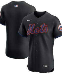 Alternative view of New York Mets Nike Alternate Vapor Premier Elite Patch Jersey - Black