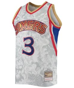 Alternative view of Allen Iverson Philadelphia 76ers Hardwood Classics 1996/97 Lunar New Year Swingman Jersey - White