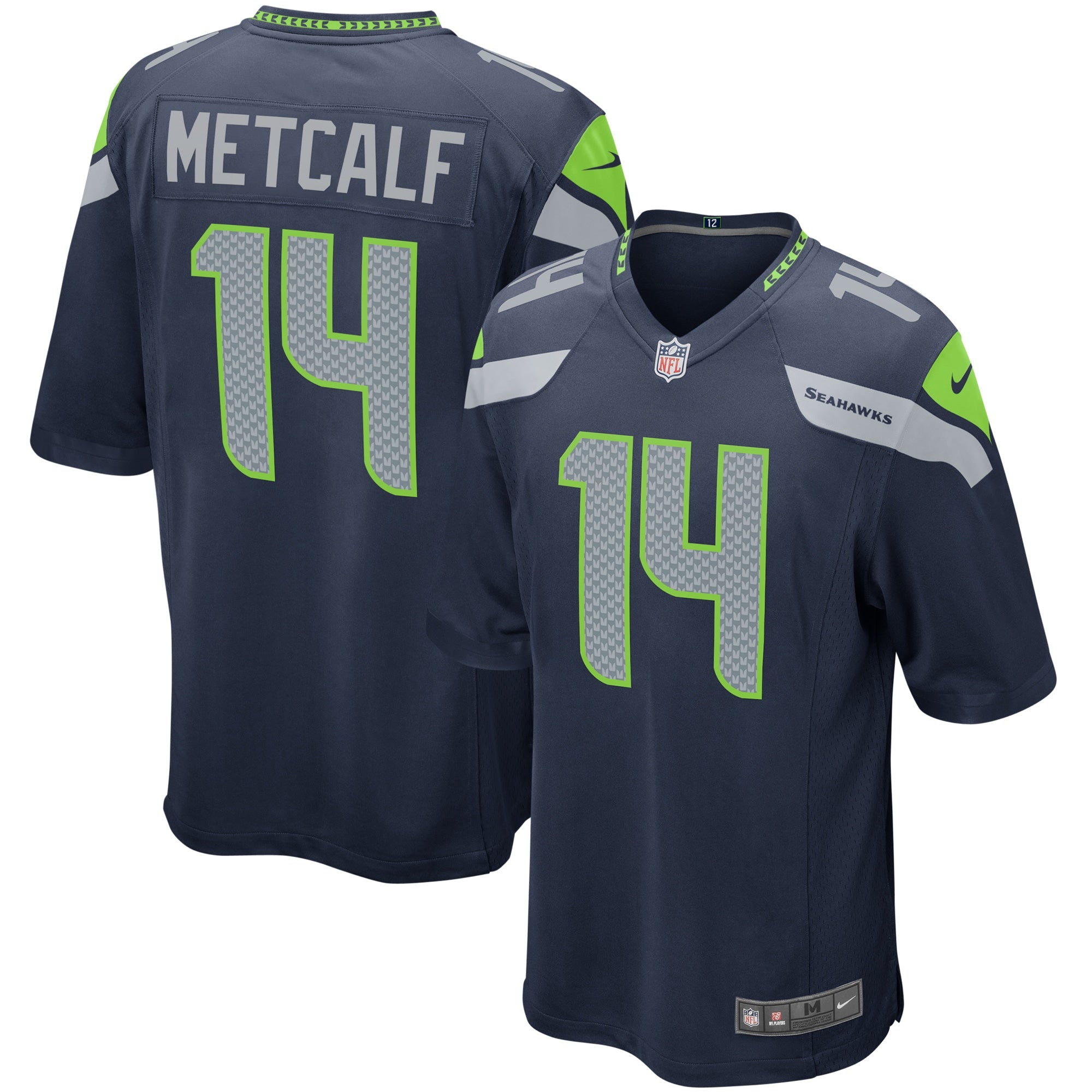 DK Metcalf Seattle Seahawks Nike Game Jersey - White/Navy - Image 5