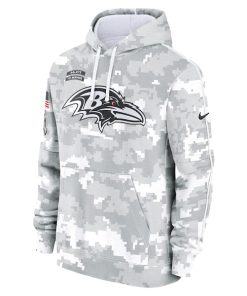 Alternative view of Baltimore Ravens Nike 2024 Salute to Service Club Fleece Pullover Hoodie - Arctic Camo
