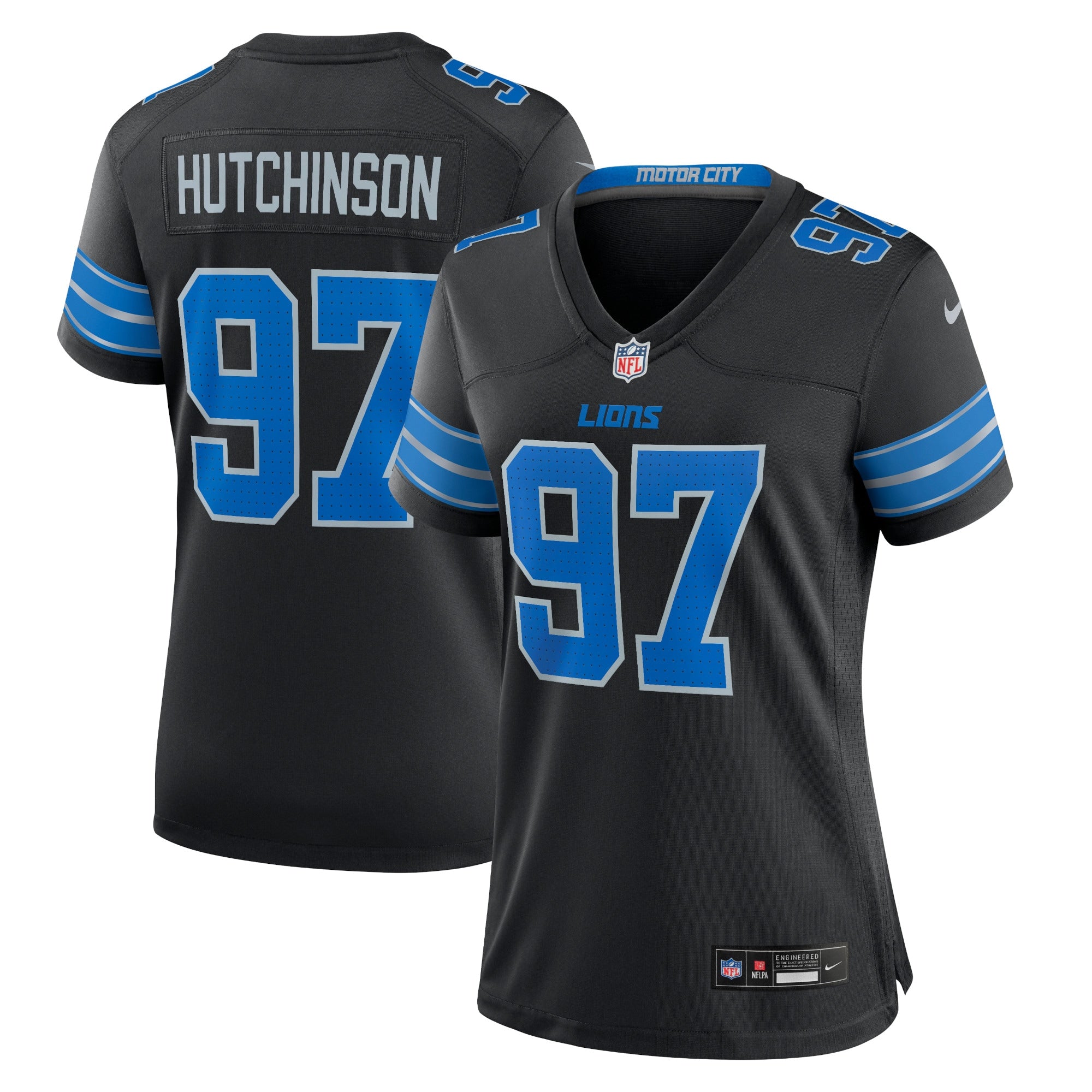 Aidan Hutchinson Detroit Lions Nike Women's Game Jersey - Blue/Black/White - Image 7